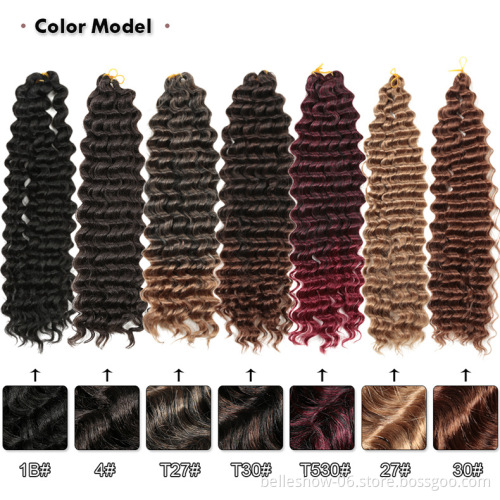 Deep Wave Ombre Color Crochet Braids 22inch Curly Synthetic Braiding Hair Extensions  deep twist Hair